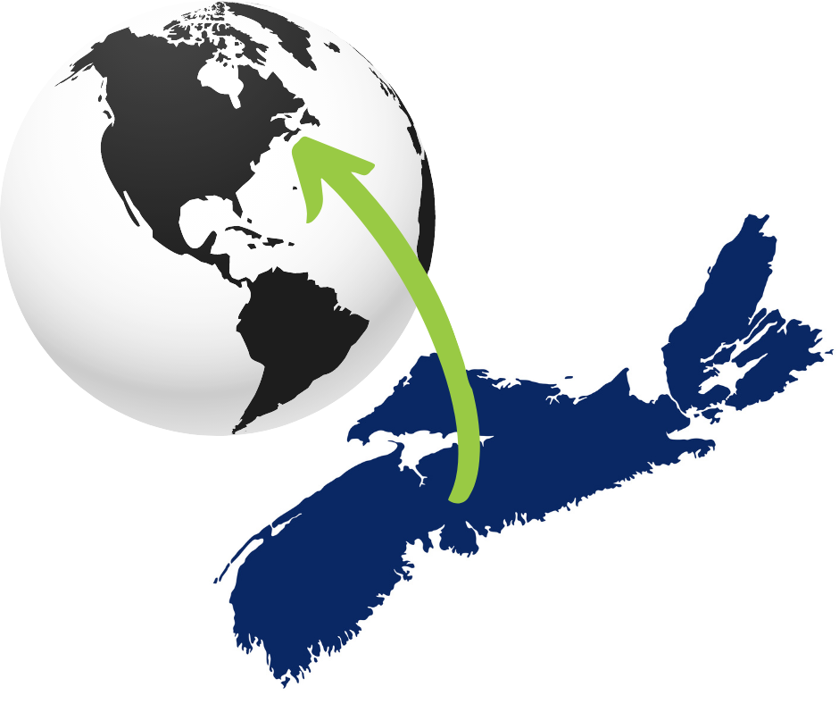 Graphic illustration of Nova Scotia's location in North America.