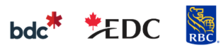 Trade Accelerator Program national sponsors logos: BDC, EDC, RBC