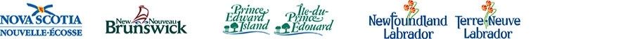 Logos for the provinces: Nova Scotia, New Brunswick, Prince Edward Island, Newfoundland and Labrador.
